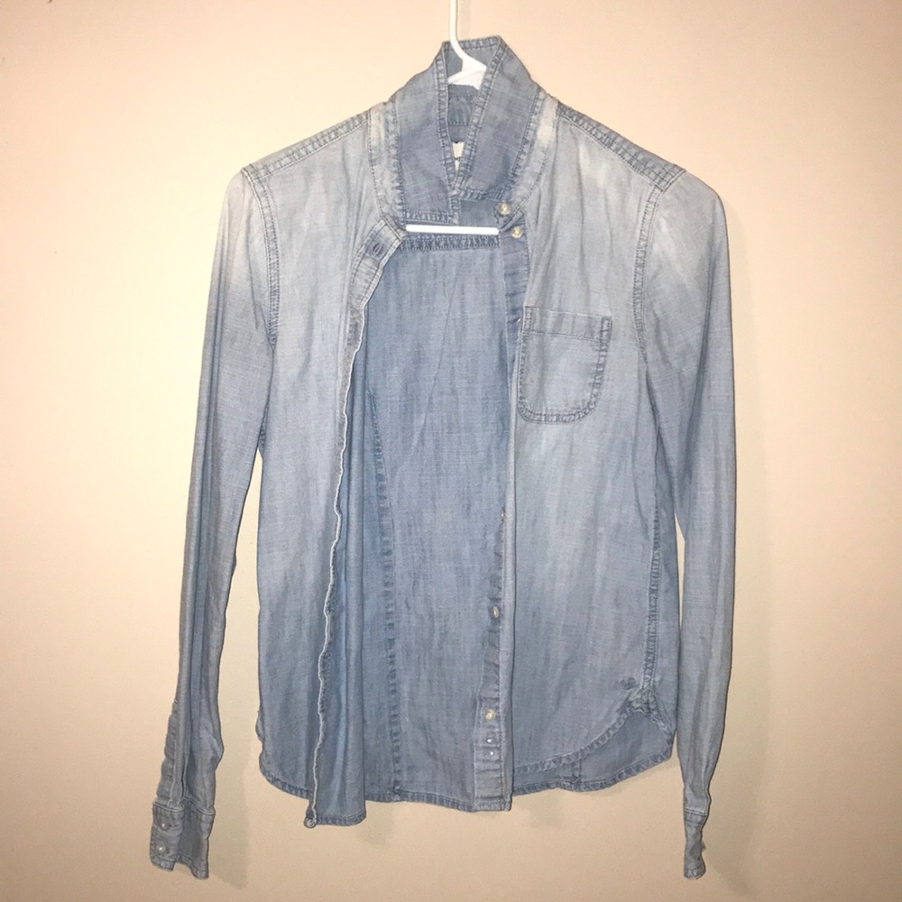 American Eagle Jean Button-Down Long-sleeve Top